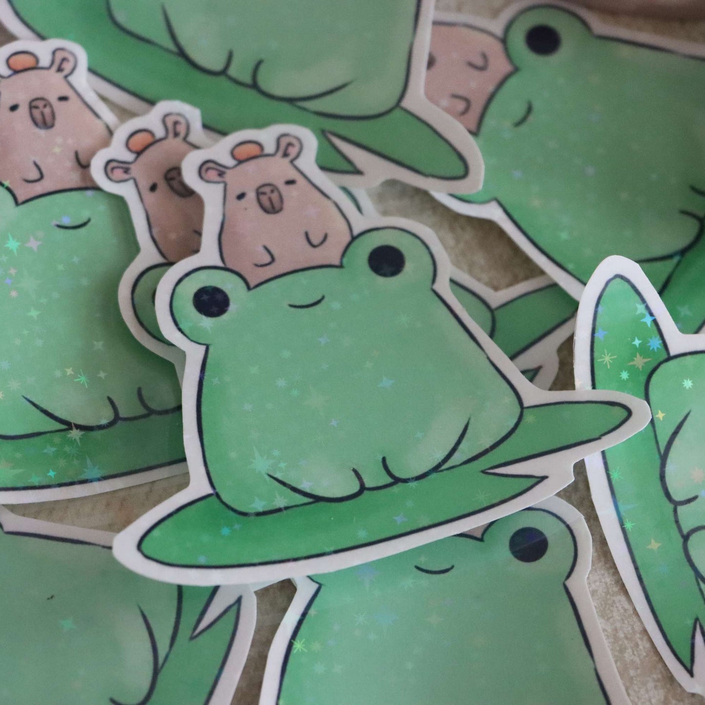 Froggie with mini capybara sticker~ image 2