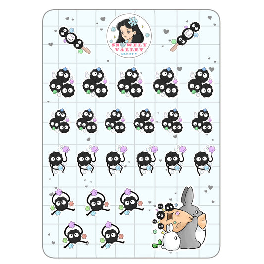 Totoro and Soot Spirits- Matt Vinyl Sticker Sheet image 0