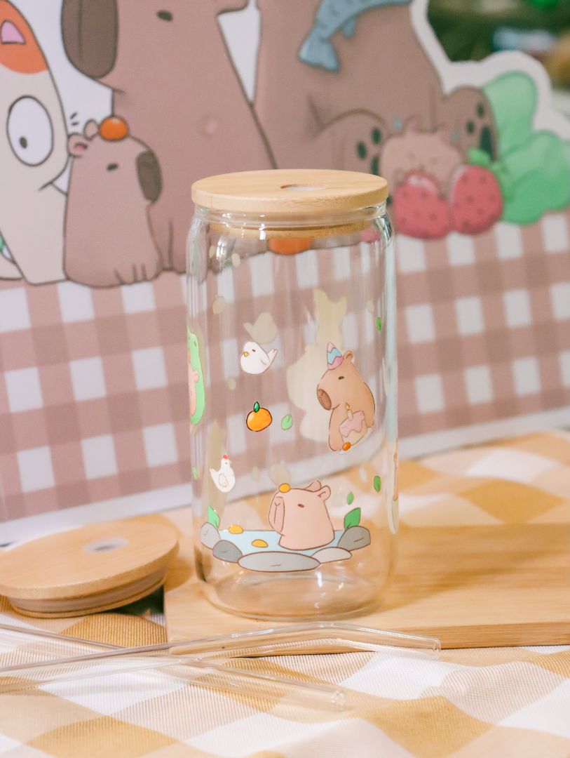 Bubbles the Capybara Glass Cup