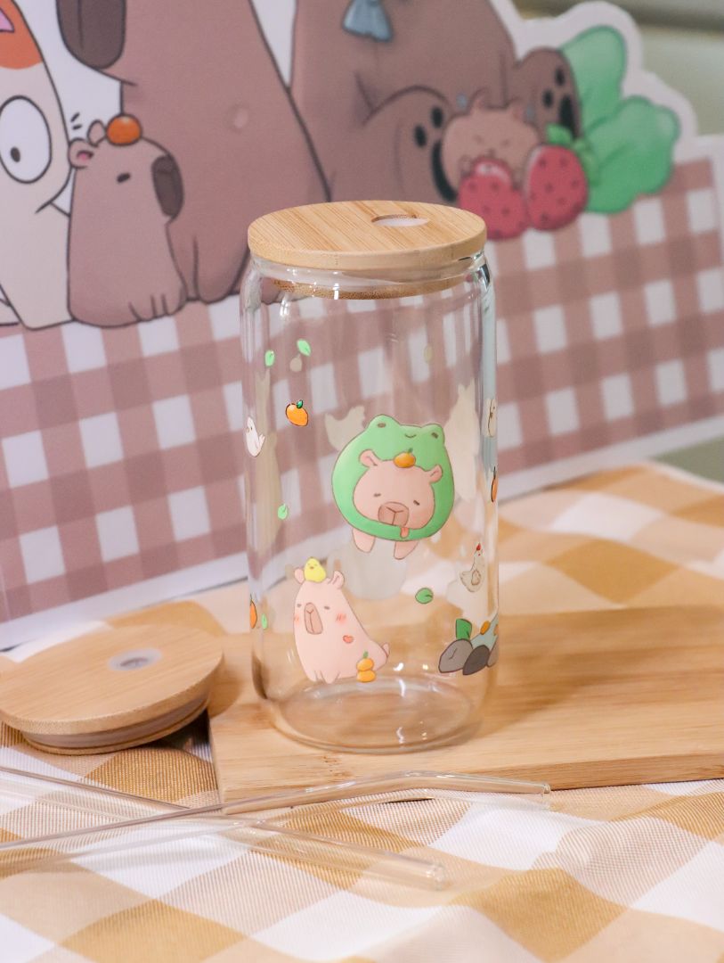 Bubbles the Capybara Glass Cup