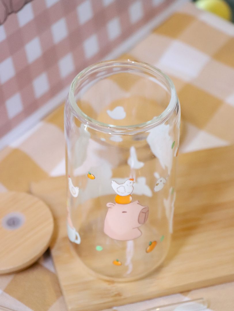 Bubbles the Capybara Glass Cup