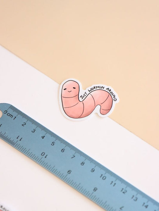 Just Wormin Around Die-Cut Sticker