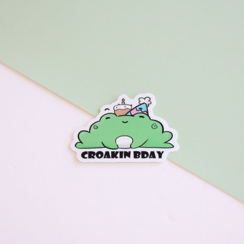Croakin Birthday Frog Die-Cut Sticker