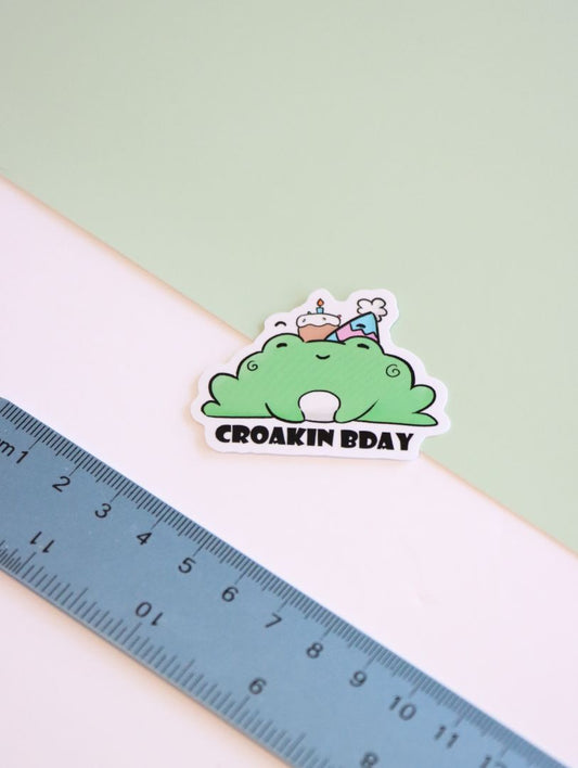 Croakin Birthday Frog Die-Cut Sticker