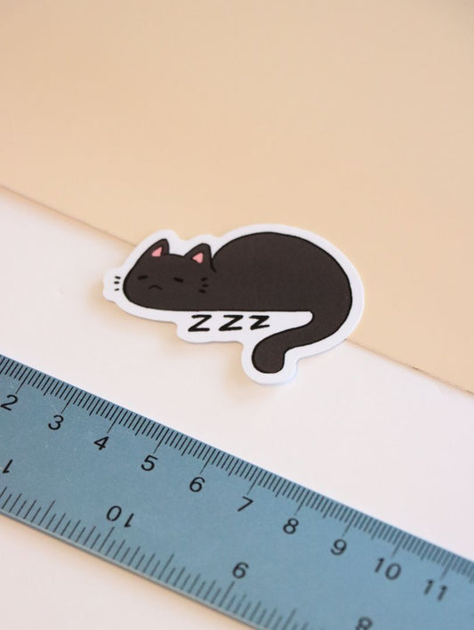 Sleep Black Cat Die-Cut Sticker