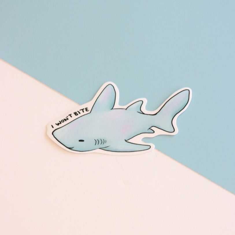 I Won't Bite Shark Die-Cut Sticker