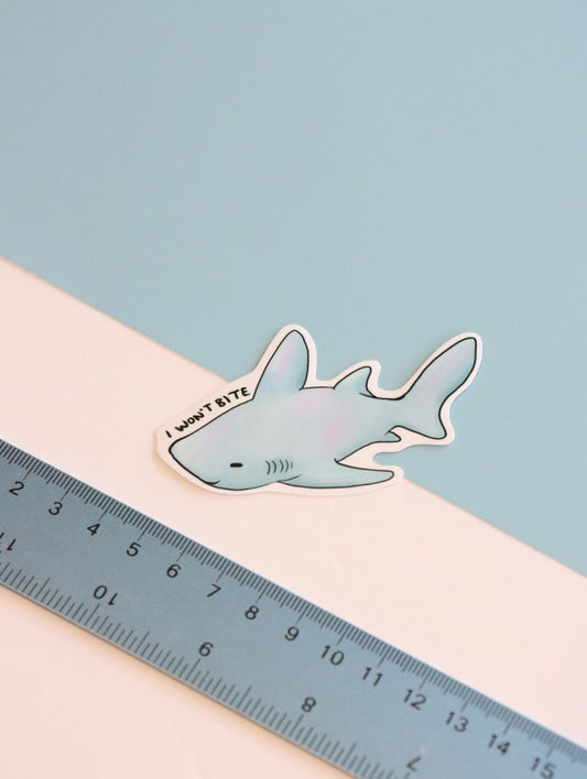 I Won't Bite Shark Die-Cut Sticker