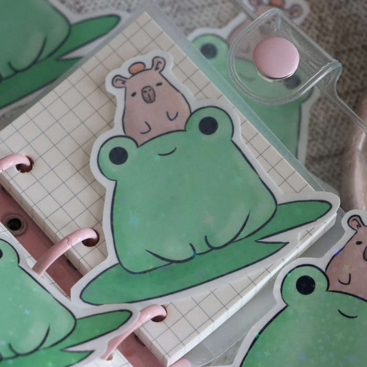 Froggie with mini capybara sticker~ image 1