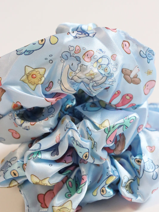 Lapras Ocean Satin Scrunchie