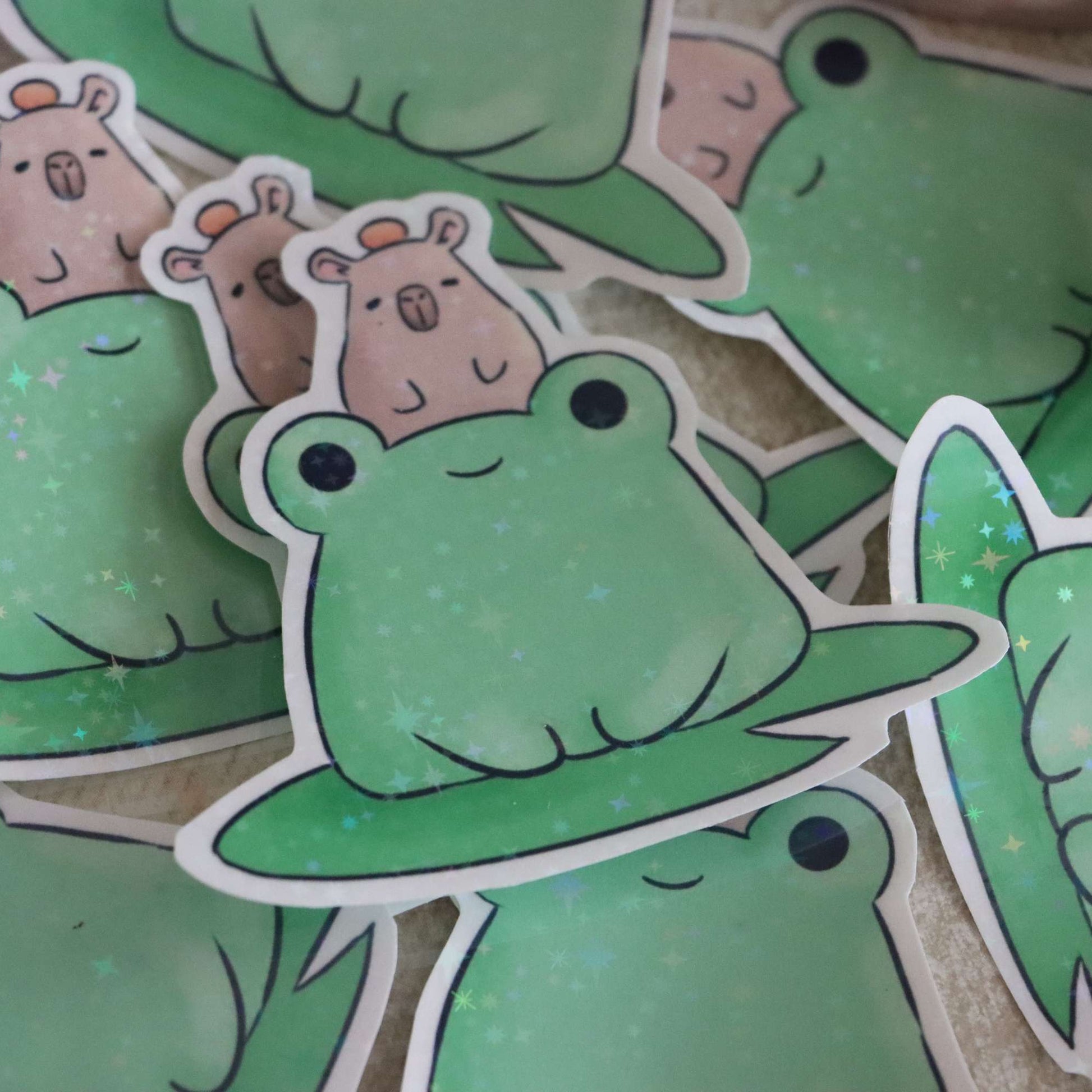 Froggie with mini capybara sticker~ image 2