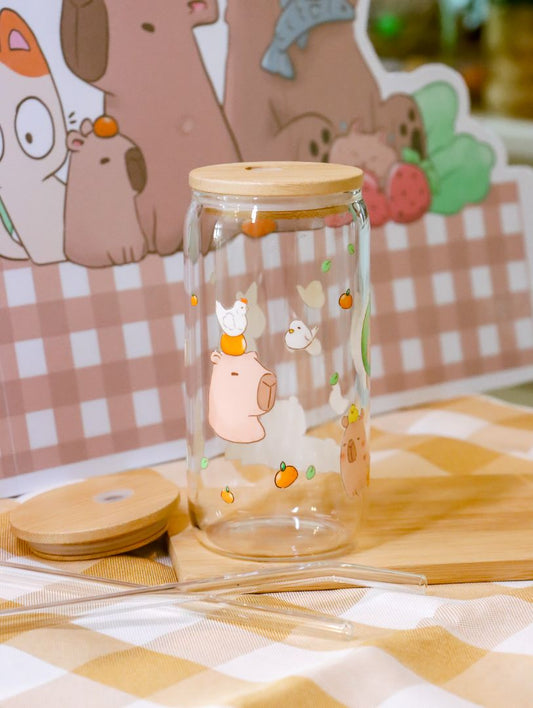Bubbles the Capybara Glass Cup