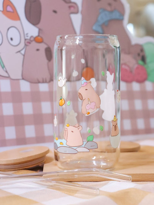 Bubbles the Capybara Glass Cup