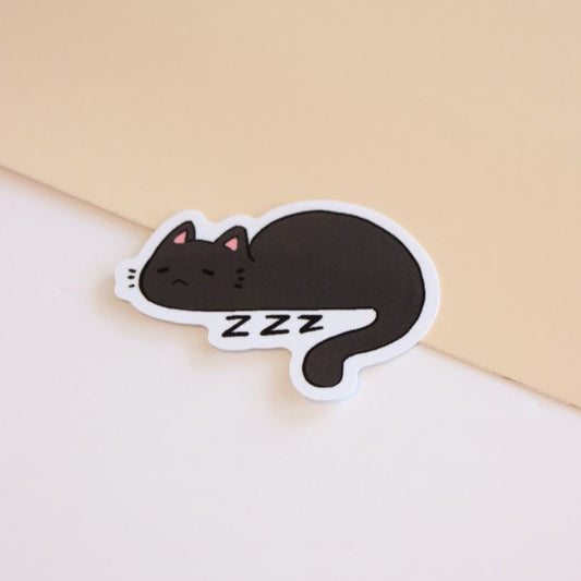 Sleep Black Cat Die-Cut Sticker