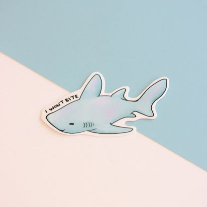 I Won't Bite Shark Die-Cut Sticker