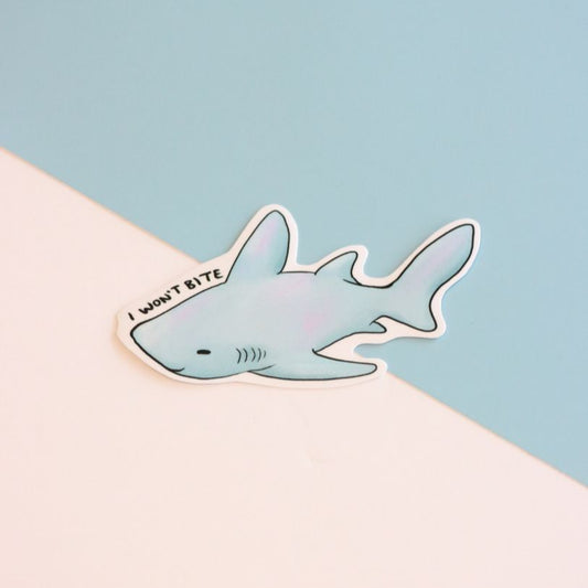 I Won't Bite Shark Die-Cut Sticker
